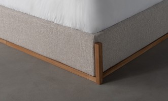 Lagom Wood Bed 200x200 cm with Storage (Fabric: PIXEL col. Marble Chips (Cat. 3))