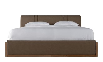 Lagom Wood Bed 200x200 cm (Fabric: SOFT ROCK 107 OLIVE (Cat. 3))