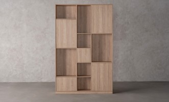 Chess Bookshelf 5-Facades and Back Wall (Color: Sand Oak (Egger))