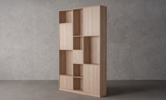 Chess Bookshelf 5-Facades and Back Wall (Color: Sand Oak (Egger))