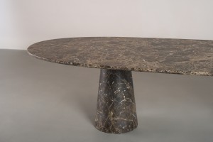 Uno Dark Emperador Oval Dining Table 300 cm