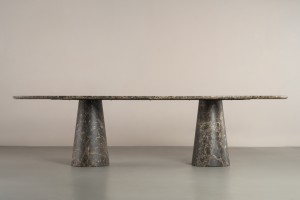 Uno Dark Emperador Oval Dining Table 300 cm