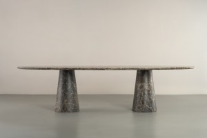 Uno Dark Emperador Oval Dining Table 300 cm
