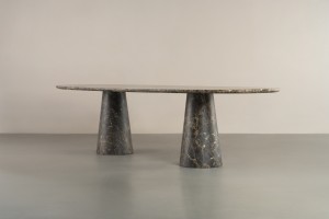 Uno Dark Emperador Oval Dining Table 300 cm