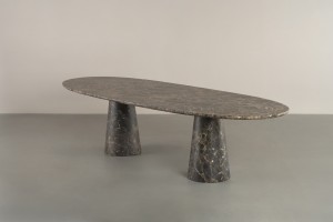 Uno Dark Emperador Oval Dining Table 300 cm