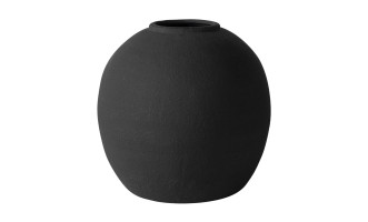 Vase Round Cement Black