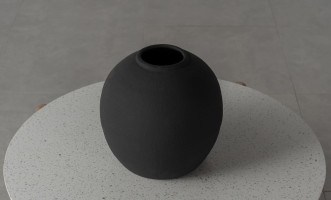 Vase Round Cement Black