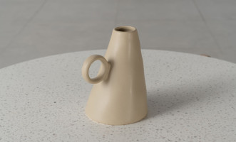 Inclined Vase Ceramic Beige
