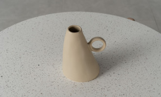 Inclined Vase Ceramic Beige