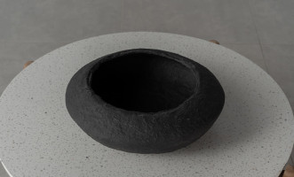 Bowl Round Paper Mache Black