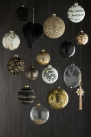 Box Of 4 Christmas Baubles Sequins Black/Gold M (11x11x13cm)
