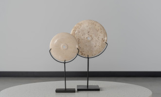 Stone "Coin" On Metal Stand Medium