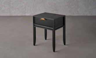 City Tall Bedside Table Black Oak color  