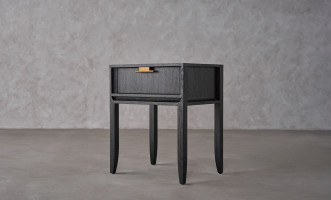 City Tall Bedside Table Black Oak color  