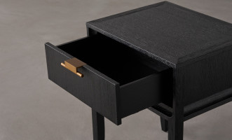 City Tall Bedside Table Black Oak color  