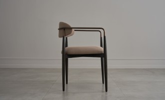 Bradley Dining Chair Dark with Armrests (Linen Latte)