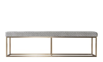 Cubo Banquette 160 cm with center leg (Fabric: ART-DECO SOHO Col. SILVER (Cat. 3))