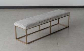 Cubo Banquette 160 cm with center leg (Fabric: ART-DECO SOHO Col. SILVER (Cat. 3))