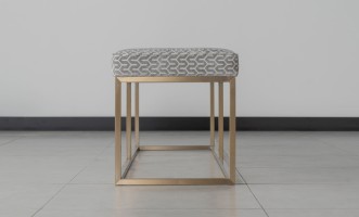 Cubo Banquette 160 cm with center leg (Fabric: ART-DECO SOHO Col. SILVER (Cat. 3))