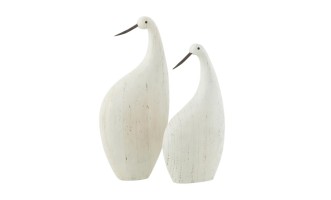 Birds Wood White Paulownia Set of 2