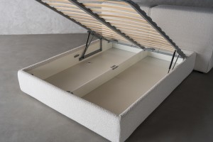 Double Bed 160x200 cm with Storage (Fabric: CANDY Col.105 Latte (Cat. 2))