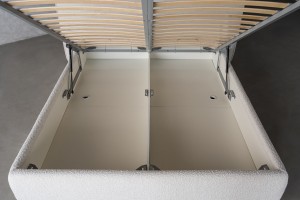 Double Bed 160x200 cm with Storage (Fabric: CANDY Col.105 Latte (Cat. 2))
