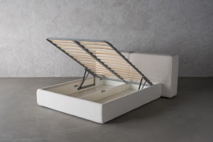 Double Bed 160x200 cm with Storage (Fabric: CANDY Col.105 Latte (Cat. 2))