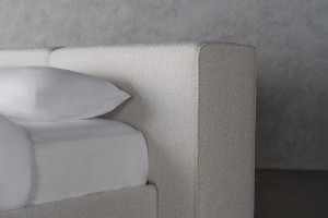 Double Bed 160x200 cm with Storage (Fabric: CANDY Col.105 Latte (Cat. 2))