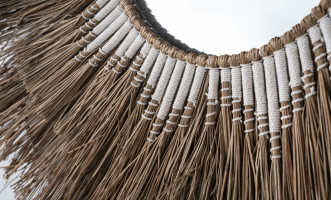 Alang-Alang Mirror Natural Round With Cotton Macrame Large