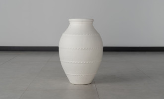 Vase Terracotta White With Motif Strip