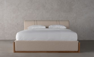 Lagom Wood Bed 160x200 cm with Storage (Fabric: Corso col.04)