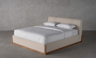 Lagom Wood Bed 160x200 cm with Storage (Fabric: Corso col.04)