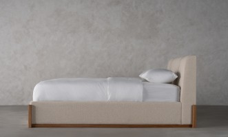 Lagom Wood Bed 160x200 cm with Storage (Fabric: Corso col.04)
