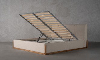 Lagom Wood Bed 160x200 cm with Storage (Fabric: Corso col.04)