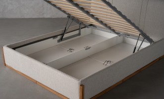 Lagom Wood Bed 180x200 cm (Fabric: Corso col.06)
