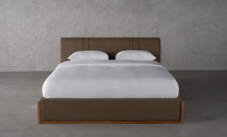 Lagom Wood Bed 180x200 cm with Storage (Fabric: SOFT ROCK 107 OLIVE (Cat. 3))