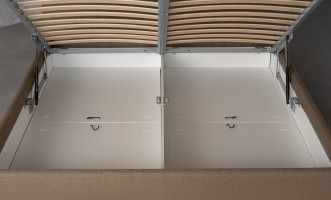 Lagom Wood Bed 180x200 cm with Storage (Fabric: SOFT ROCK 107 OLIVE (Cat. 3))