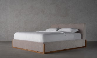 Lagom Wood Bed 180x200 cm (Fabric: VELVET LUX 46)