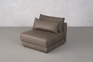 Narvik Mix Leather 1-Seater Section Sofa (Flint leather)