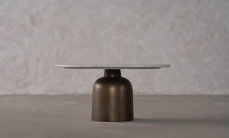 Ace Round Marble Top Coffee Table (Bronze Finish), H35 cm