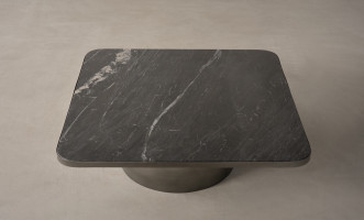 Ace Marble Top Coffee Table (Graphite Finish), H39 cm