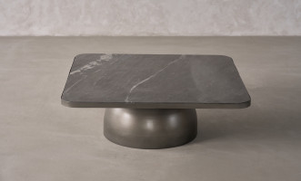 Ace Marble Top Coffee Table (Graphite Finish), H39 cm