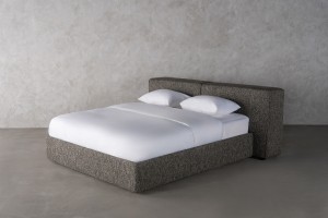 Double Bed 180x200 cm with Storage (Fabric: NEO col. Black (Cat. 3))