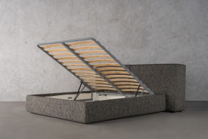 Double Bed 180x200 cm with Storage (Fabric: NEO col. Black (Cat. 3))