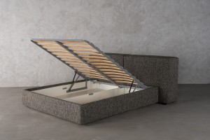 Double Bed 180x200 cm with Storage (Fabric: NEO col. Black (Cat. 3))