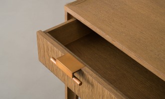 City Small Console with shelf and drawer Honey Oak color
