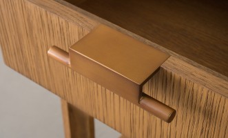 City Small Console with shelf and drawer Honey Oak color