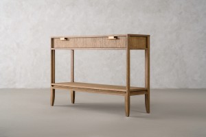 City Small Console with shelf and drawer Honey Oak color