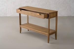City Small Console with shelf and drawer Honey Oak color