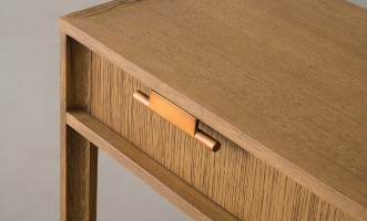 City Small Console with shelf and drawer Honey Oak color
